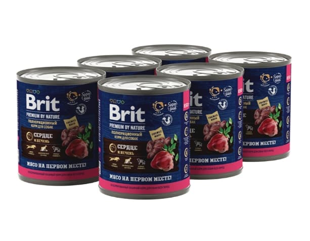 Полнорационный корм для собак Brit Premium Heart & Liver сердце и печень 