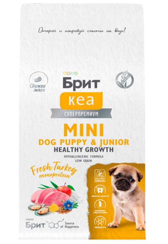Каталог Брит Кеа Сухой корм для щенков и молодых собак миниатюрных пород Healthy Growth (индейка) для собак