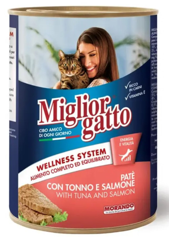 Паштет для кошек Miglior Gatto Adult Cat (лосось, тунцец)