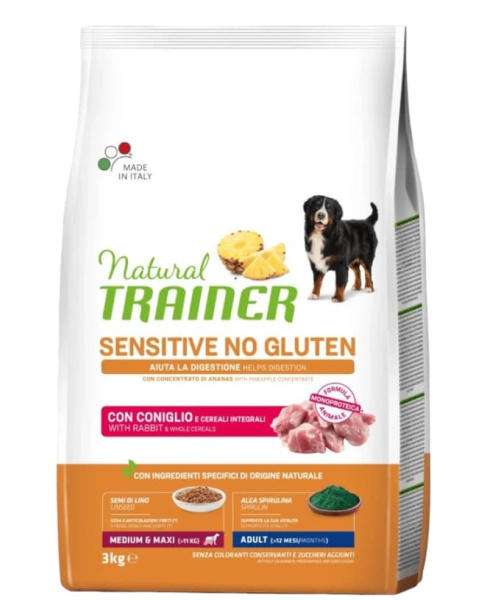 Пища для собак Trainer Natural Sensitive No Gluten Medium&Maxi Adult (кролик)