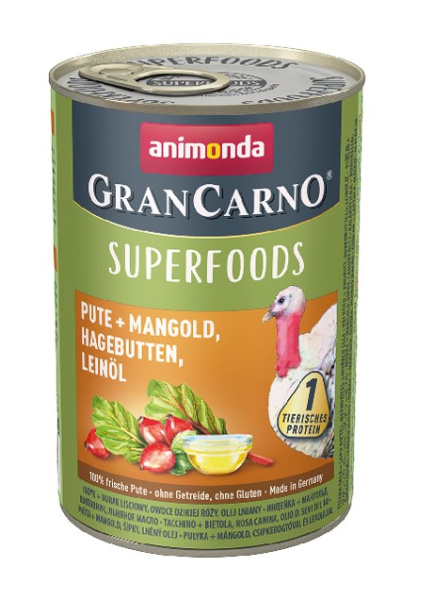 Консервы для собак Animonda GranCarno Single Protein/Superfoods (индейка, мангольд) 400 гр