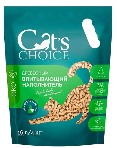 Наполнитель древесный впитывающий Cat's choice