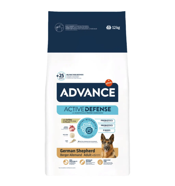 Еда для немецких овчарок Сухой корм для немецкой овчарки Advance German Sheperd (индейка)