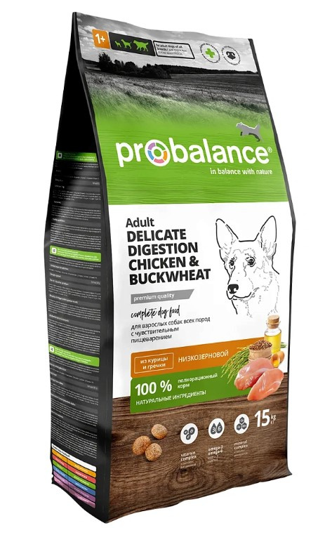 Каталог Сухой корм для собак ProBalance Dog Delicate Digestion (курица, гречка) для собак