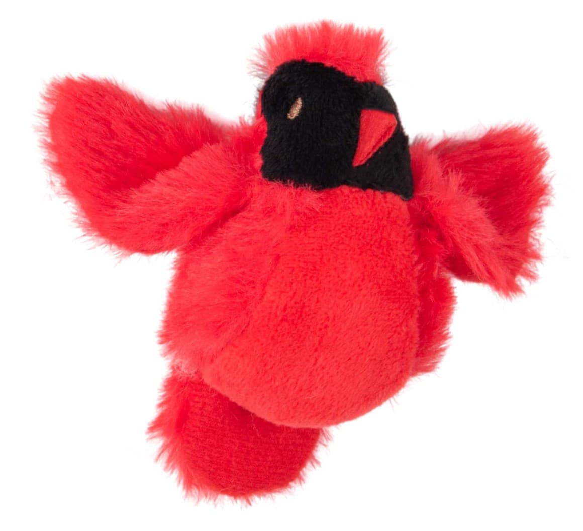 Игрушка для кошек Mr.Kranch Птичка плюшевая, с кошачьей мятой красная