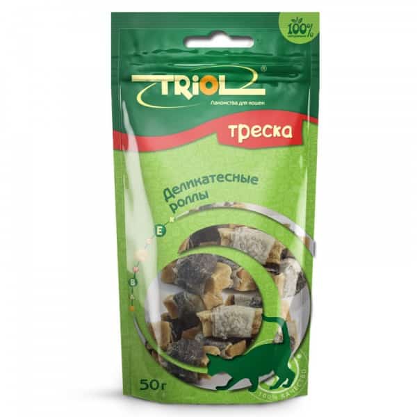 Деликатесные роллы из трески для кошек TRIOL PT34 50 гр (20171007)