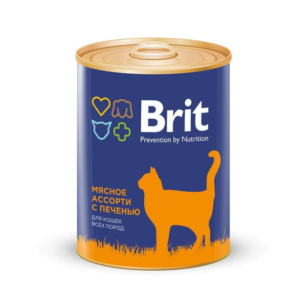 Консервированный корм для кошек Brit Premium Beef and Liver Medley мясное ассорти с печенью