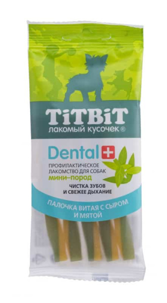 Палочка ДЕНТАЛ+ витая с сыром "TiTBiT" (017074)
