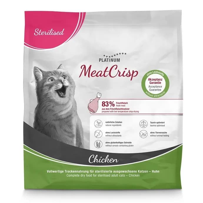 Рацион для стерилизованных кошек Platinum MeatCrisp Sterilised (курица)