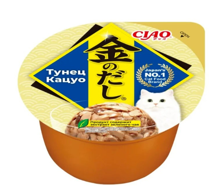 Влажный корм для кошек Inaba Ciao Kinnodashi Cup (Тунец Кацуо)