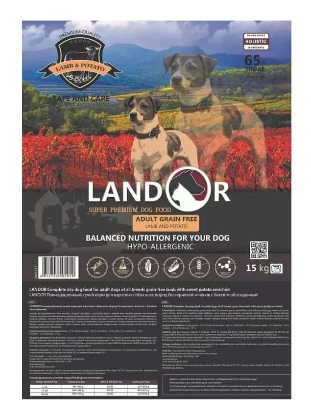 Каталог Сухой корм для собак LANDOR Grain Free Adult Dog (ягненок, батат) для собак
