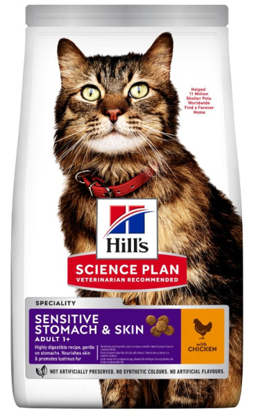 Пища для кошек Hill's Science Plan Adult Sensitive Stomach & Skin (курица)