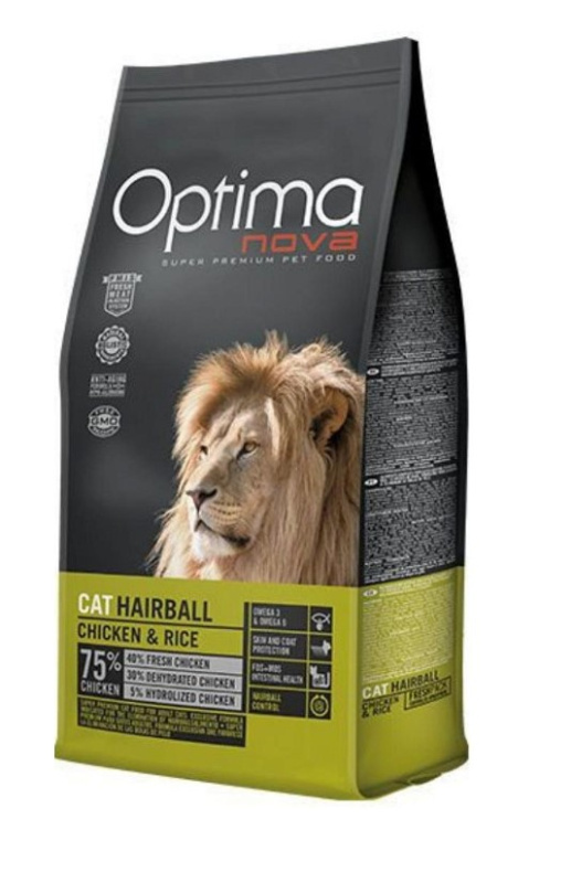 Сухой корм для кошек OPTIMANOVA Cat Hairball (курица, рис)