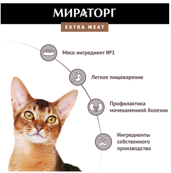 Мираторг Сухой корм для домашних кошек с говядиной Black Angus Extra Meat 