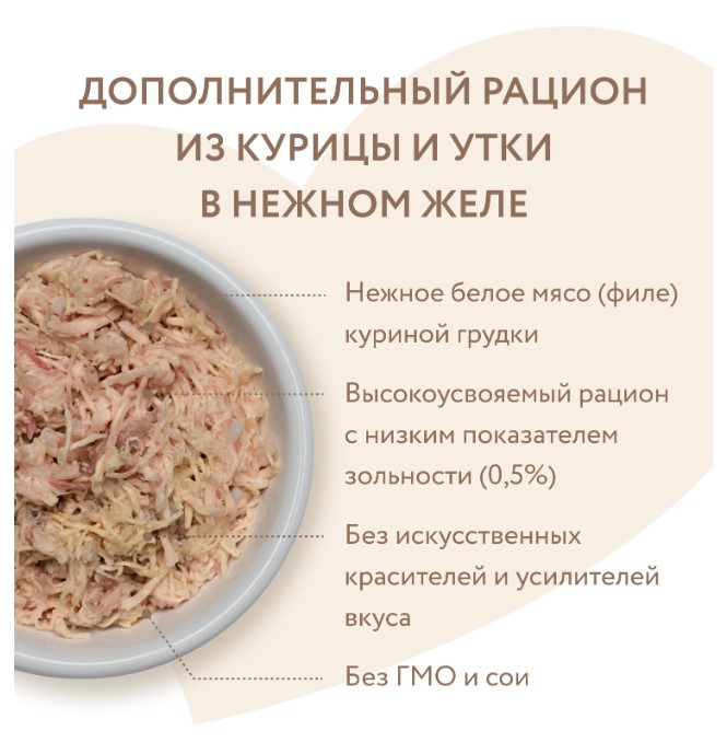 Влажный дополнительный корм Мнямс для кошек Курица с уткой в нежном желе