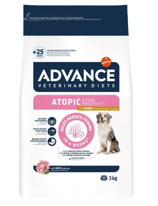 Питание диетическое для собак Сухой корм для собак Advance Veterinary Diets Atopic Rabbit & Peas