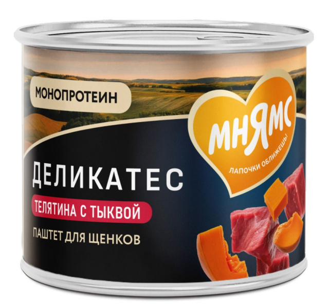 Влажный корм Мнямс Паштет из телятины с тыквой для щенков всех пород "Асадо по-аргентински"