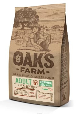 Сухой корм для кошек OAK'S FARM Grain Free Adult Cat (сельдь)