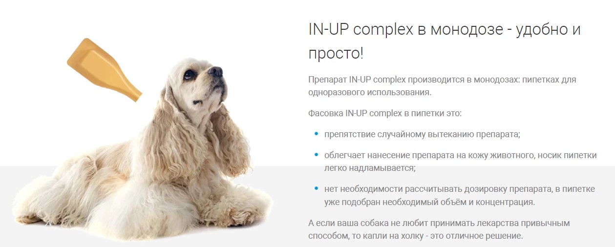 IN-UP complex Капли от паразитов для собак и щенков массой от от 10 до 20 кг 