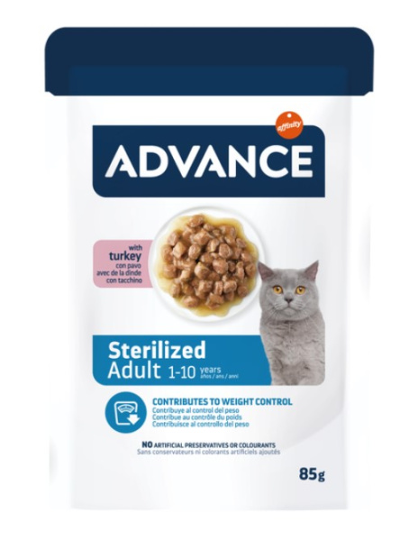 Влажный корм для кошек Advance Adult Cat кусочки нежной индейки в соусе