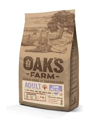 Каталог Сухой корм для собак мелких пород OAK'S FARM Grain Free Junior Small and Mini Breed Dogs (ягненок) для собак