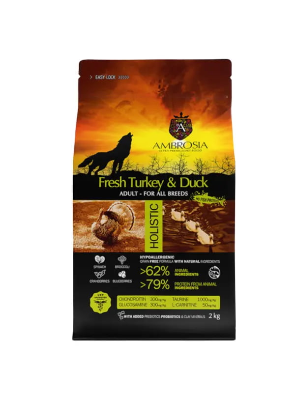 Сухой корм для собак Ambrosia Grain Free Dog Adult All Breed (индейка, утка)