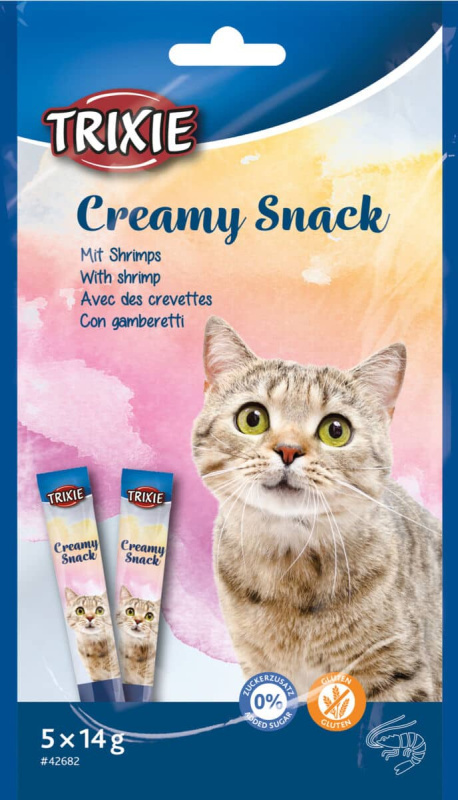 Лакомство для кошек Сливочная закуска с тунцом и креветкой TRIXIE Creamy Snacks