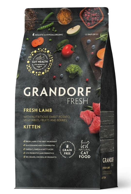 Сухой корм для котят Grandorf Fresh Kitten (ягнёнок, батат)