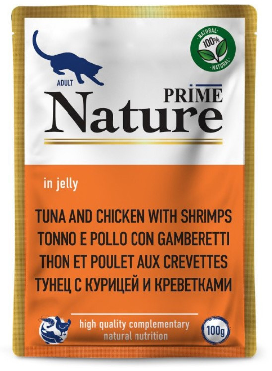 Влажный корм для кошек PRIME NATURE Adult Cat в желе (тунец, курица, креветка)