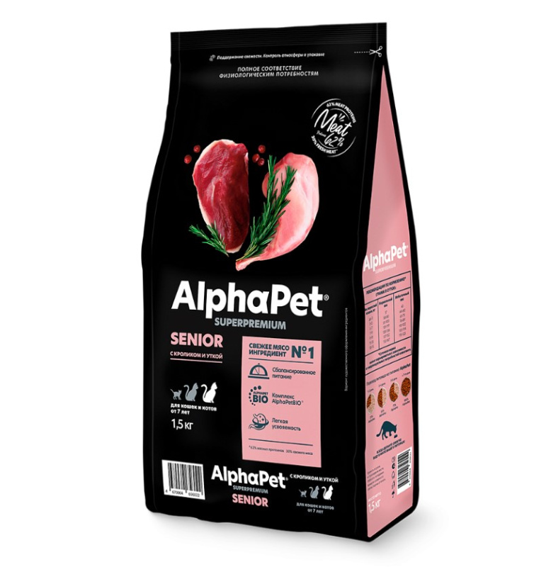 Сухой корм для кошек AlphaPet Superpremium Adult Cat (кролик, утка)
