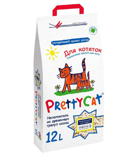 Наполнитель PrettyCat впитывающий древесный Wood Granules для котят