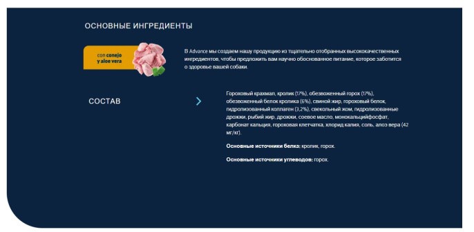 Питание диетическое для собак Сухой корм для собак Advance Veterinary Diets Atopic Rabbit & Peas