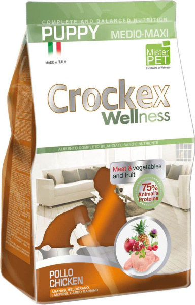 Каталог Сухой корм для щенков Crockex Wellness Puppy Medium/Maxi (курица и рис) для собак