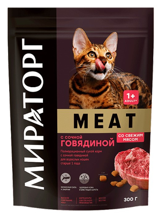 Мираторг Сухой корм для кошек с сочной говядиной Meat