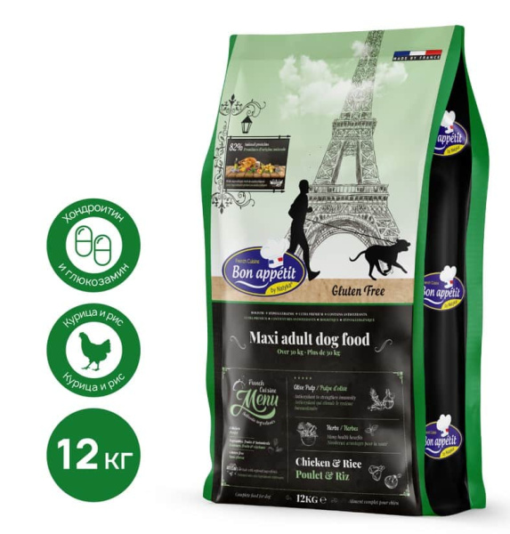 Каталог Сухой корм для собак крупных пород Bon Appetit DOG Adult Maxi (курица, рис) для собак