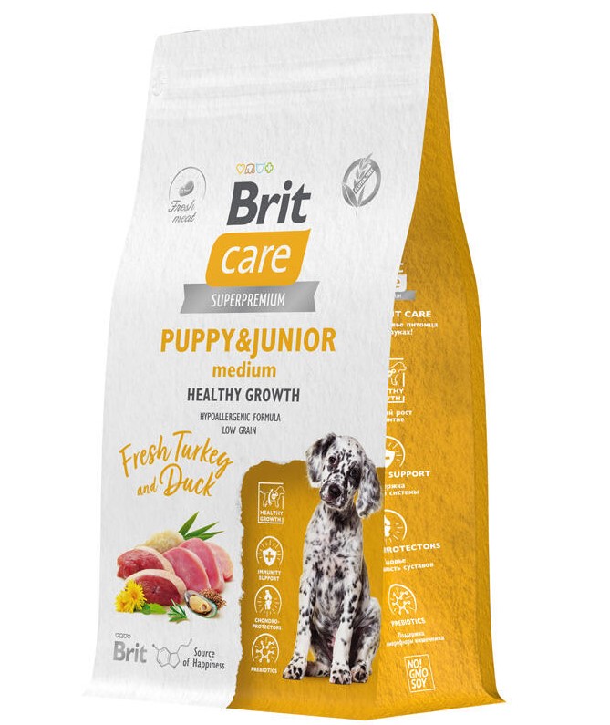 Каталог Сухой корм для щенков Брит Кеа Dog Puppy&Junior M Healthy Growth (индейка, утка) для собак