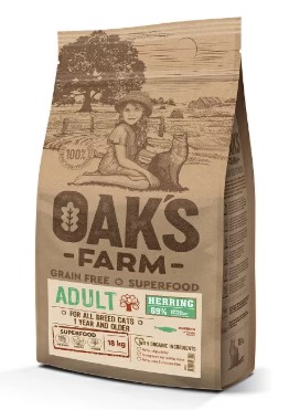 Сухой корм для кошек OAK'S FARM Grain Free Adult Cat (сельдь)