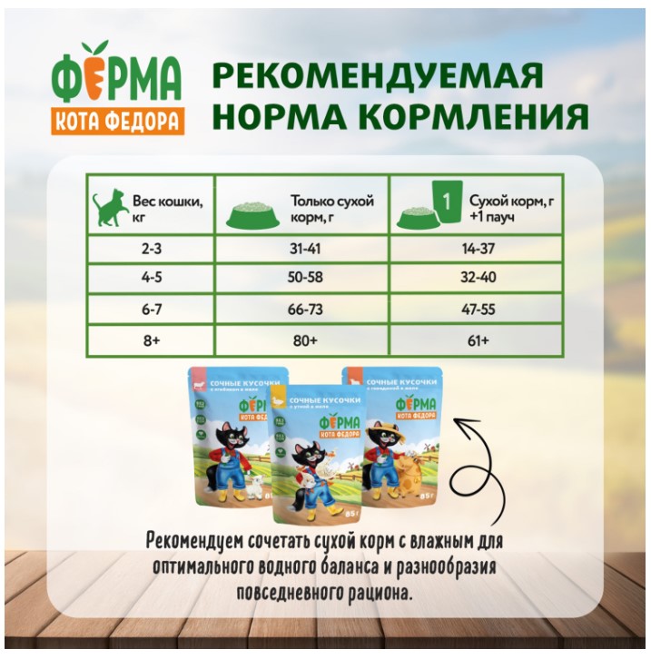 Сухой корм для взрослых стерилизованных кошек Ферма кота Федора с уткой