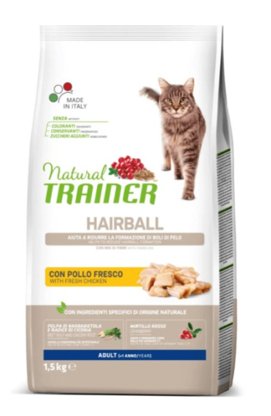 Еда для выведения комочков шерсти у кошек Trainer Natural Adult Hairball (курица)