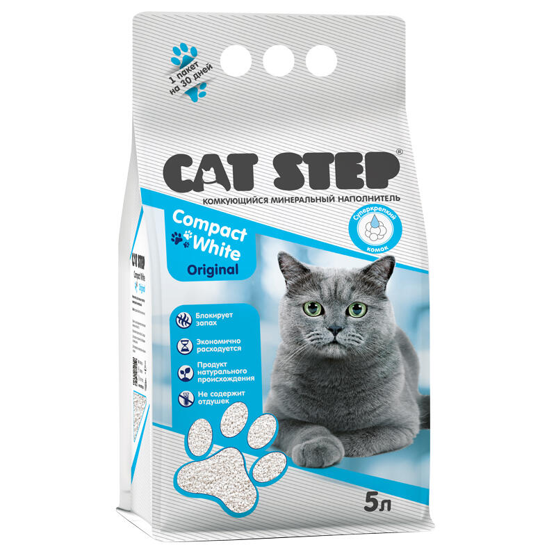 Наполнитель бентонитовый белый CAT STEP Compact White Original