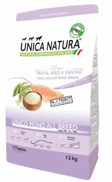 Каталог Сухой корм для собак Unica Natura Mono All breed Dog (Форель) для собак