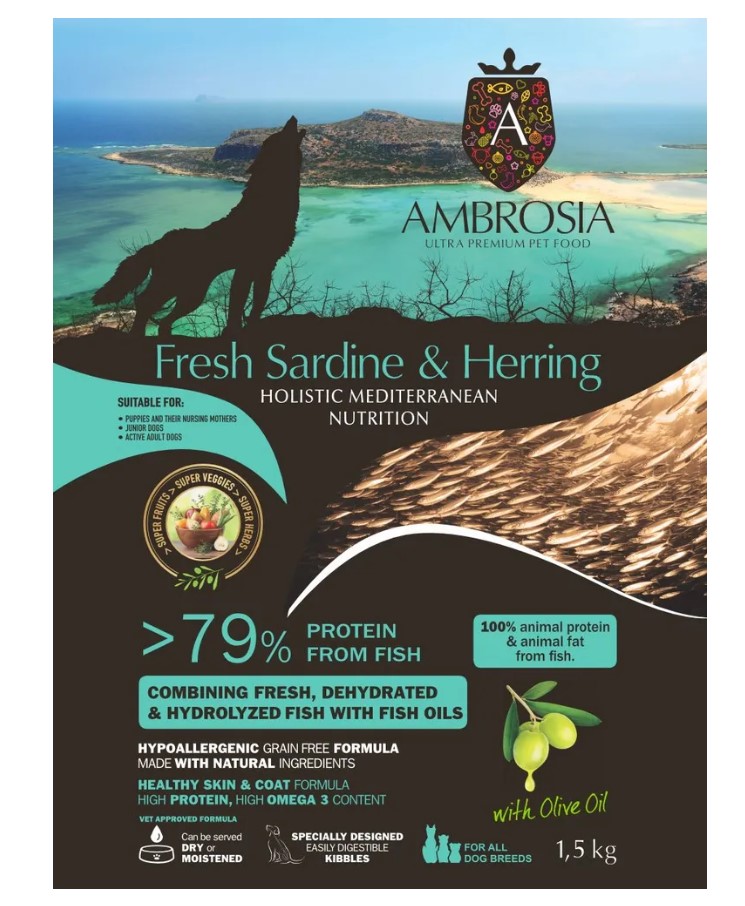 Щенячий корм AMBROSIA MEDITERRANEAN (сардина, сельдь)