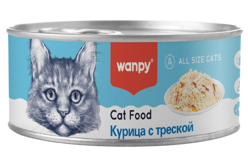 Консервы для кошек Wanpy Cat (курица, треска)