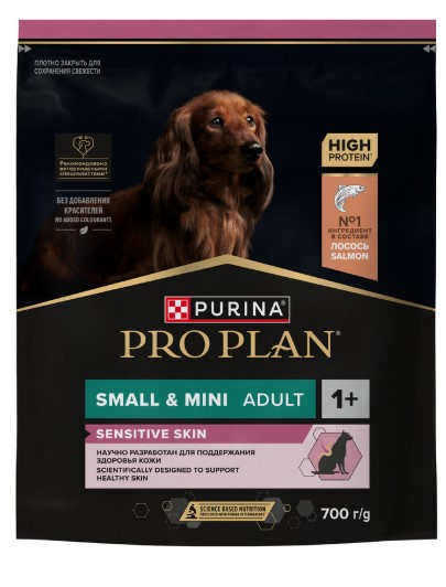 Каталог Сухой корм для собак Pro Plan SENSITIVE SKIN Small & Mini Adult (лосось) для собак