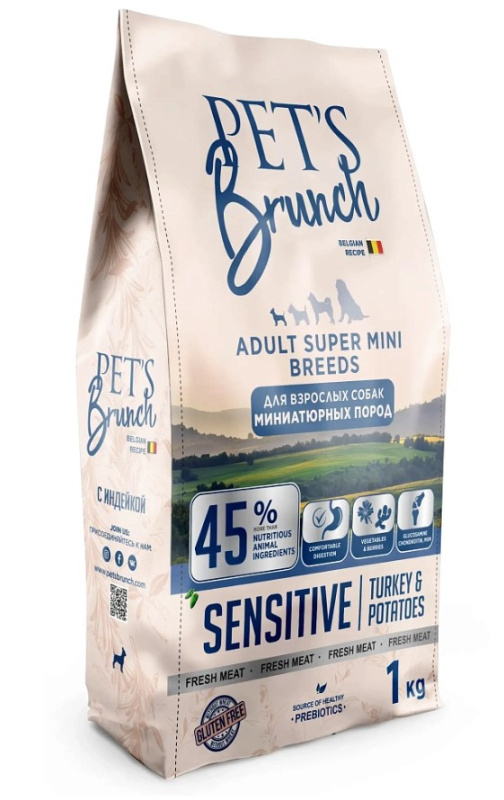Каталог Сухой корм для собак миниатюрных пород Pet's Brunch Adult Super Mini Breeds (индейка, картофель) для собак