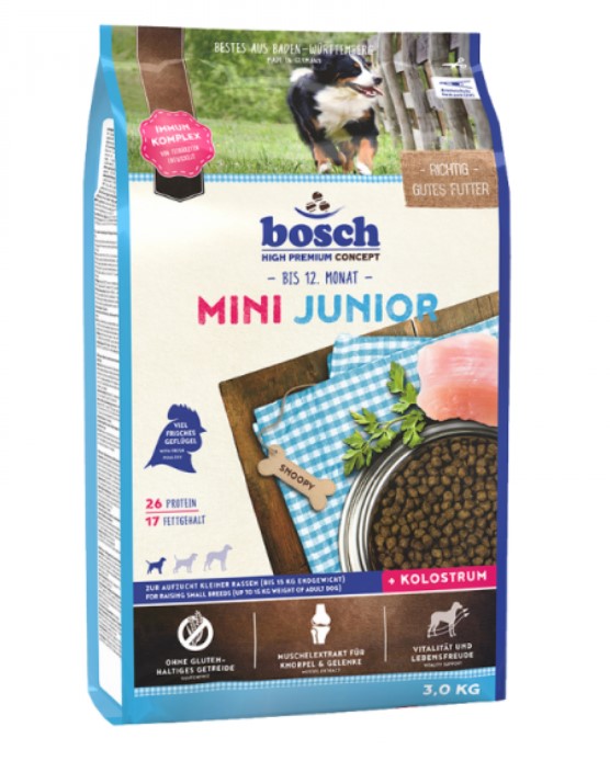 Каталог Сухой корм для щенков мини пород Bosch Mini Junior для собак
