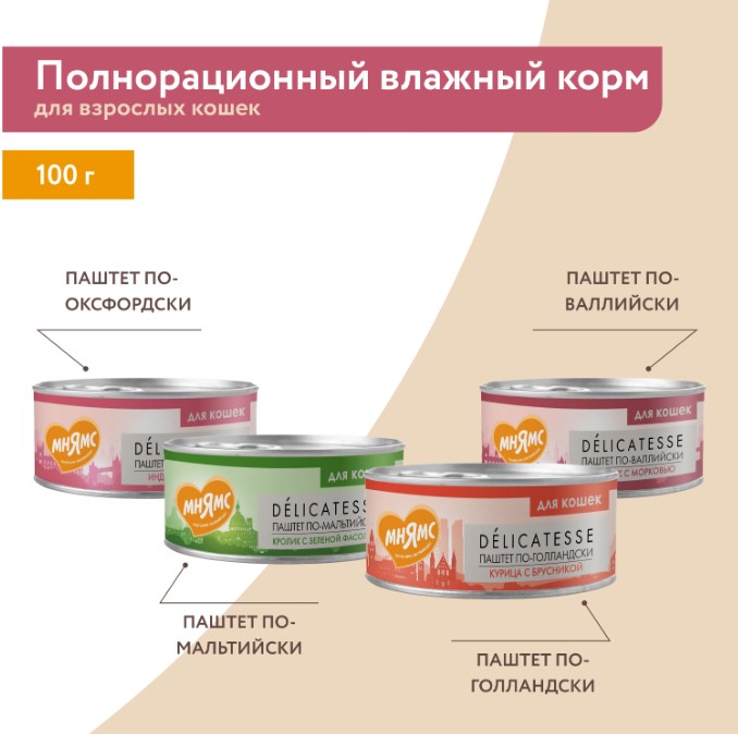 Влажный корм Мнямс Курица с брусникой для кошек "Паштет по-голландски"