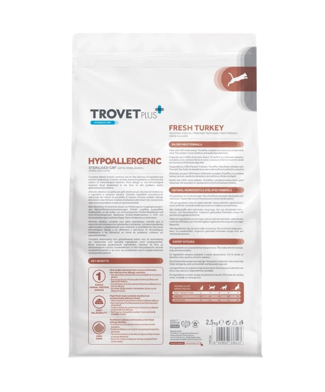 Сухой корм для кошек Trovet Plus Trovet Plus Adult CAT Hypoallergenic Fresh Turkey (индейка)