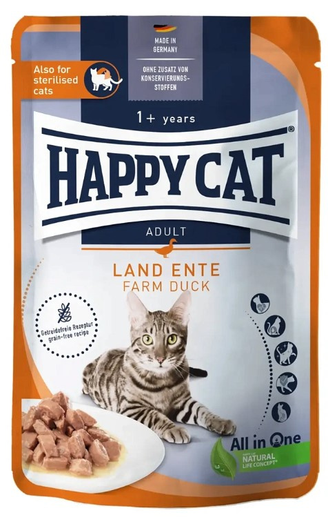 Влажный корм для кошек Happy Cat Culinary Meat in Sauce LandEnte Adult Cat кусочки в соусе (утка)