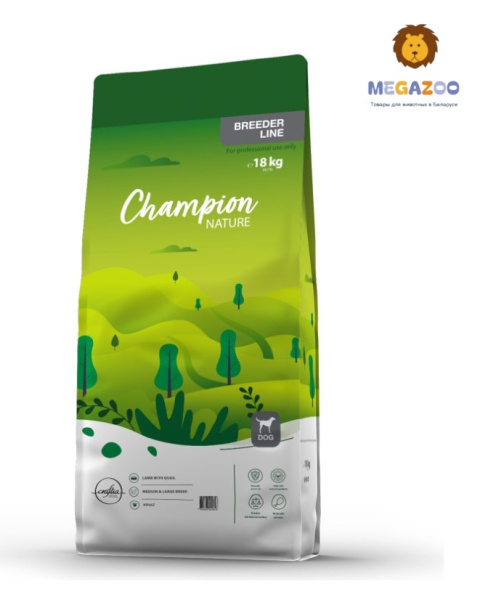 Сухой рацион для собак средних и крупных пород CRAFTIA CHAMPION NATURЕ ULTRA (ягненок, перепелка)